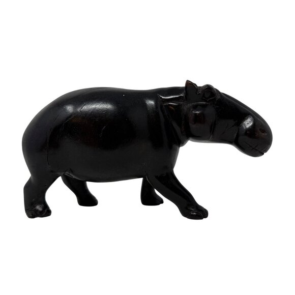 Vintage Ironwood Hippo Figurine 8" Hand Carved Wooden House Hippo Hippopotamus - Picture 7 of 11